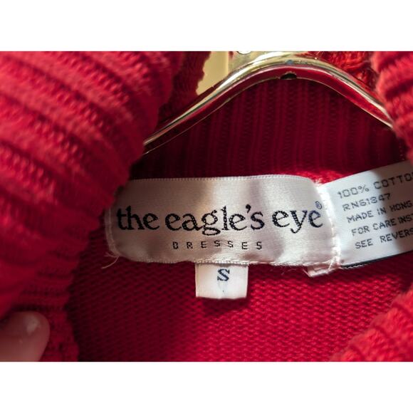 VTG The Eagles Eye Ugly Red Christmas Sweater Turtleneck Size S Beaded Holiday - Picture 8 of 11